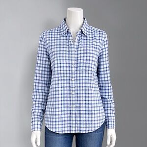 Blue and White Plaid Button-Up Shirt